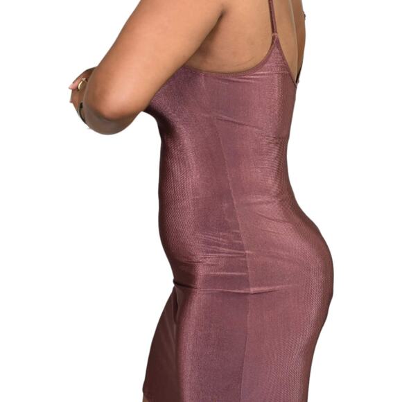 Vintage Olga Slip Brown Silky Shimmer Nylon Lingerie Shelf Bra Nightgown Small - Picture 5 of 14